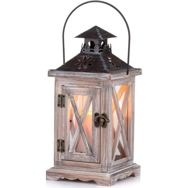 Lantern lysestake Vintage lanterne tre Metall dekorativ lanterne holder