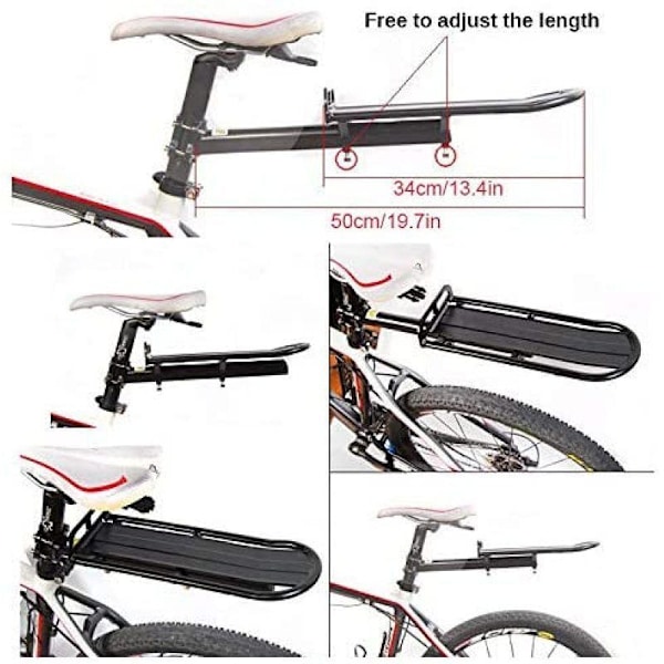 Cykel Bagagebærer Sæde Støtte Længde Justerbar Bagagehylde Aluminiumlegering Sat
