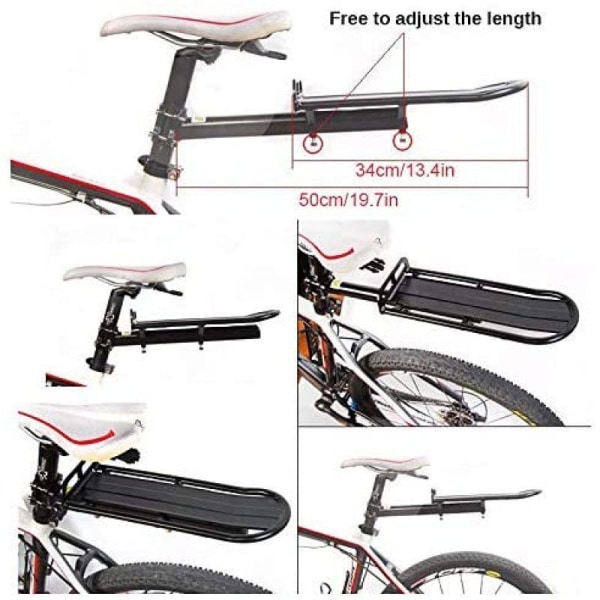 Cykel Bagagehållare Säte Stöd Längd Justerbar Bakre Hylla Aluminiumlegering Sat