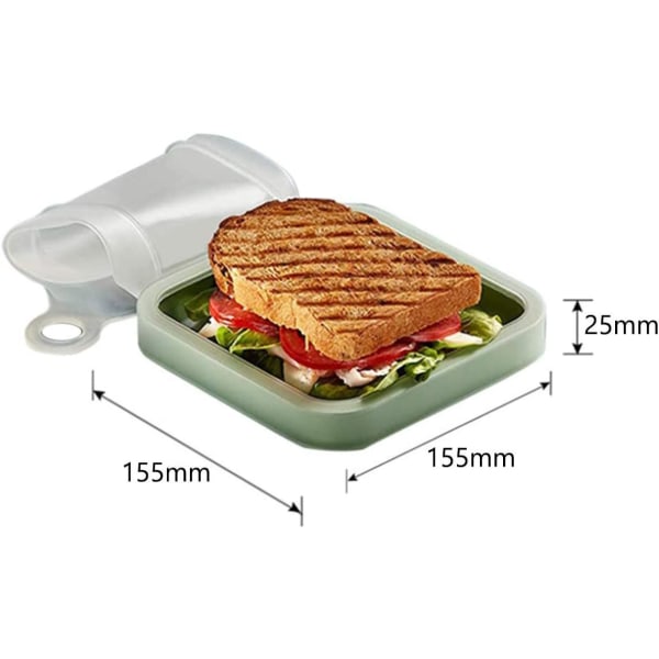 3 stk Sandwich Toast Lunsjboks Silikon Barn Lækkesikker Myk Forseglet Gjenbrukbar Lunsjboks, med Deksel Bærbar Mat Oppbevaringsbeholder for Barn Lunsj Kontor