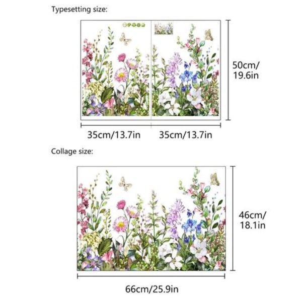 Värikkäät kukkaviiniseinätarrat, irrotettavat vihreät kasvien lehdet, kuori ja kiinnitä