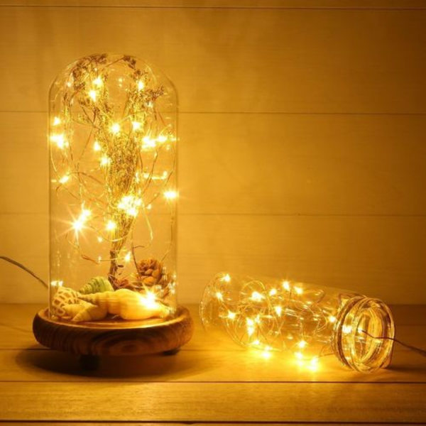 Mini LED-slingljus med batteri, 2 st slingljusbatterier, 2m