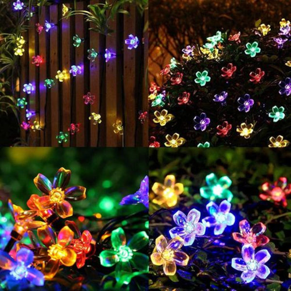 Solcelledrevne fe-lys udendørs blomster, 6,5 m 30 LED-lys fe-lys solcelledrevne udendørs 8 tilstande