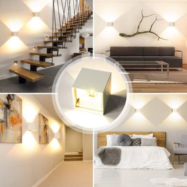 LED væglampe indendørs/udendørs 12W 2-delt udendørs væglampe 3000K LED