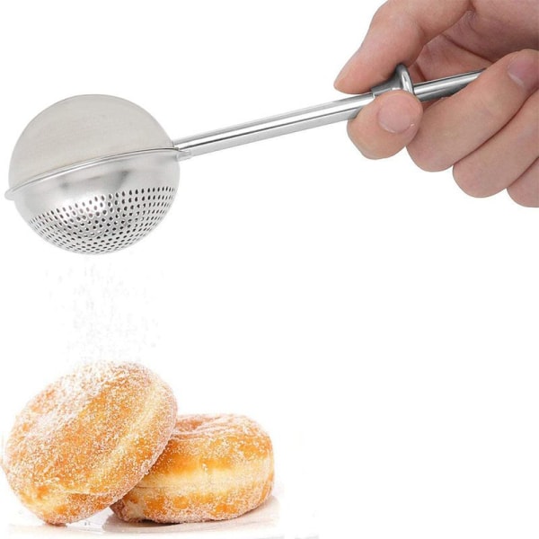 Melstøvspresser for baking, enhåndsbetjening, 304 rustfritt stål pulverisert sukkerstøver, melstøvopsamler og sikt, gaveemballasje