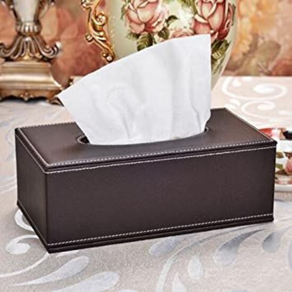 (Brun Premium PU Leather Tissue Box -20 x 12 x 9,5 cm