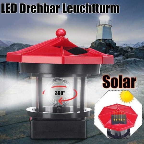 2 st LED solcells drivna fyr solcellslampor brandtorn guide utomhus