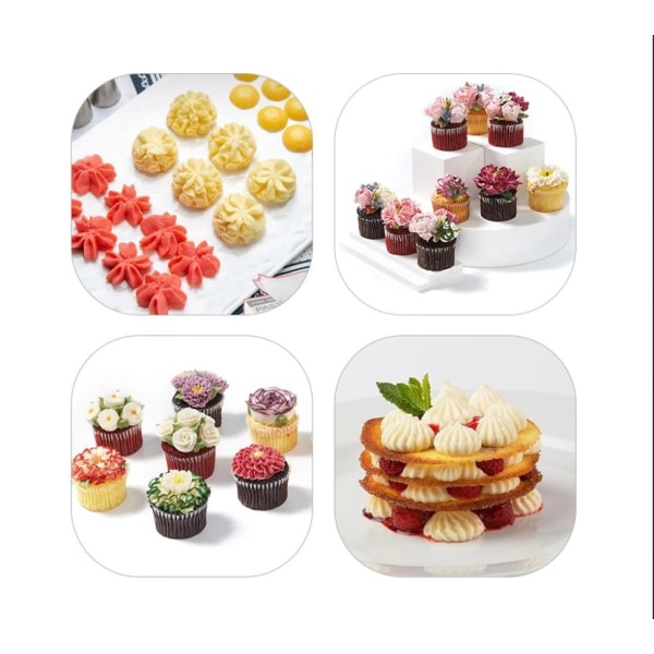 Konditorsprøytetips, 8 deler rustfritt stål DIY-sett, 6 munnstykker, 1 konditorpose, 1 koblinger, DIY-sett for kakedekorering-