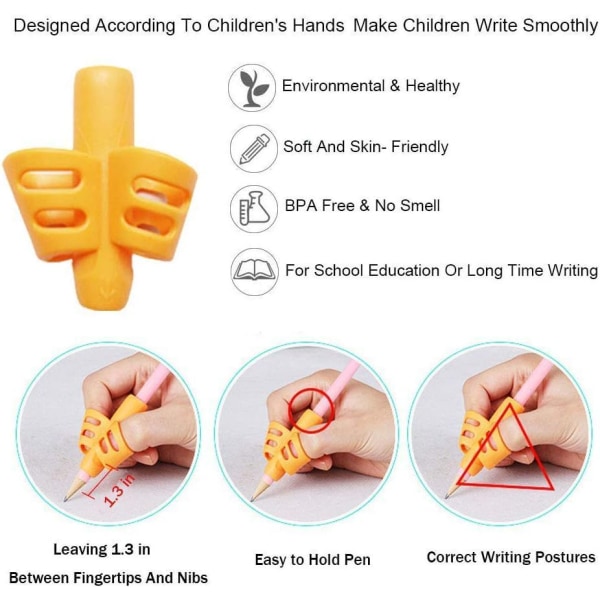 Blyantgreb, 6 dele silikone skrivehjælp til børn