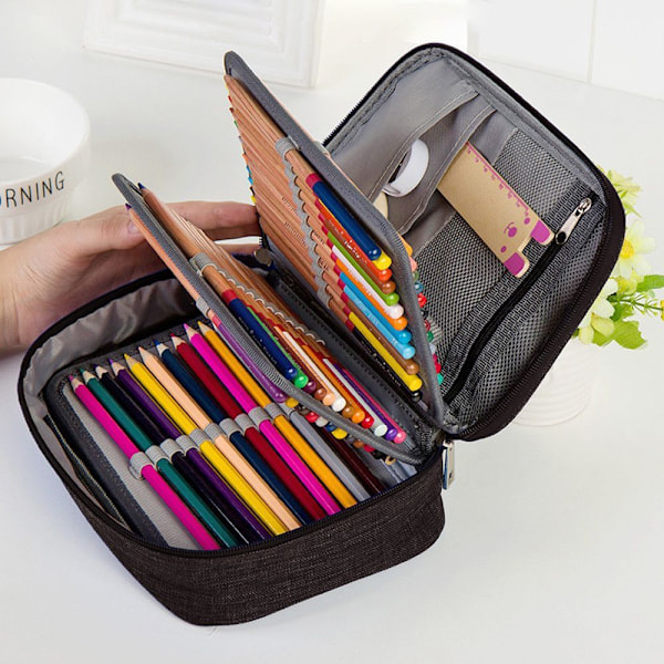 Stationær Organizer Pen Bag Blyant Etui Kontor Sort