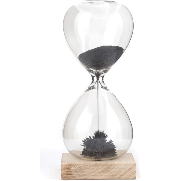 Magnetisk timeglass for ett minutt (svart sand transparent skall)