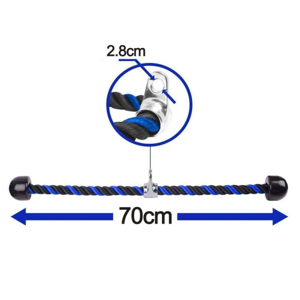 Nailon triceps-köysi, sininen-musta, 70 cm