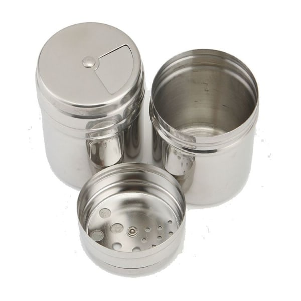 Salt- och pepparshakers Set med 2, Shaker i rostfritt stål för pulveriserat salt, socker, kanel, peppar, krydddispenser med justerbara hällhål, Silver