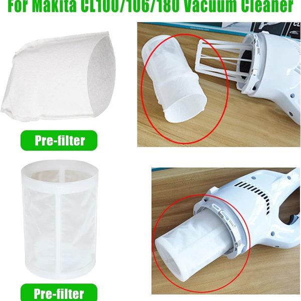 Förfilter och 2 filter till Makita CL100/106/180 DCL180 dammsugare, set