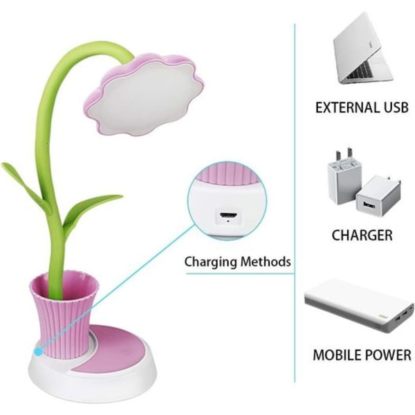 Barnebordlampe, USB-oppladbar bordlampe, nattbordslampe for