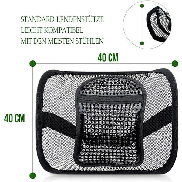 RenFox Lumbar Support Mesh för bil och kontor, ländryggskudde, ryggstöd för kontor