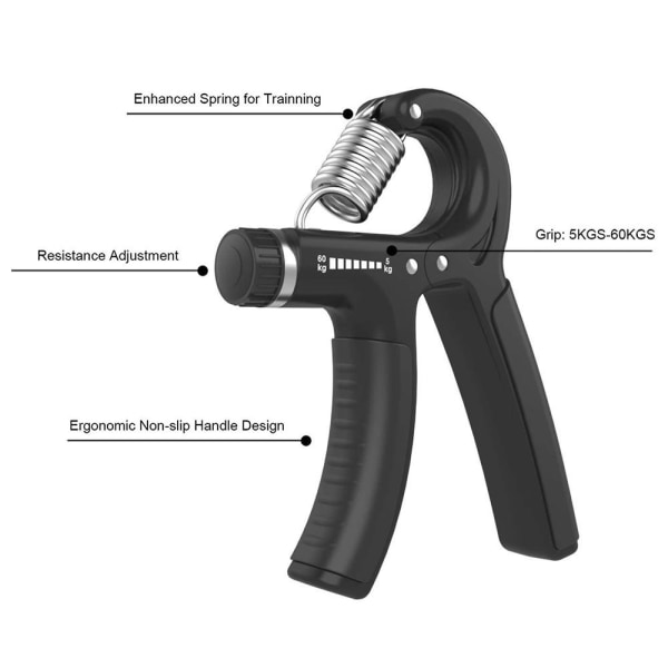 Sett med 2 håndtreningsapparater, håndtrener finger hantel håndgrep trener svart
