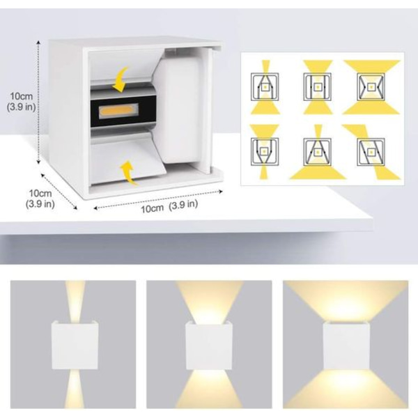 GHB 7W LED væglampe med justerbar hvid