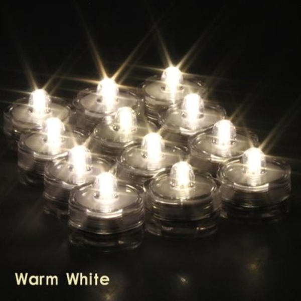 12x LED Vattentät Nedsänkbar Tealights Flamlös Tealight Batteridriven