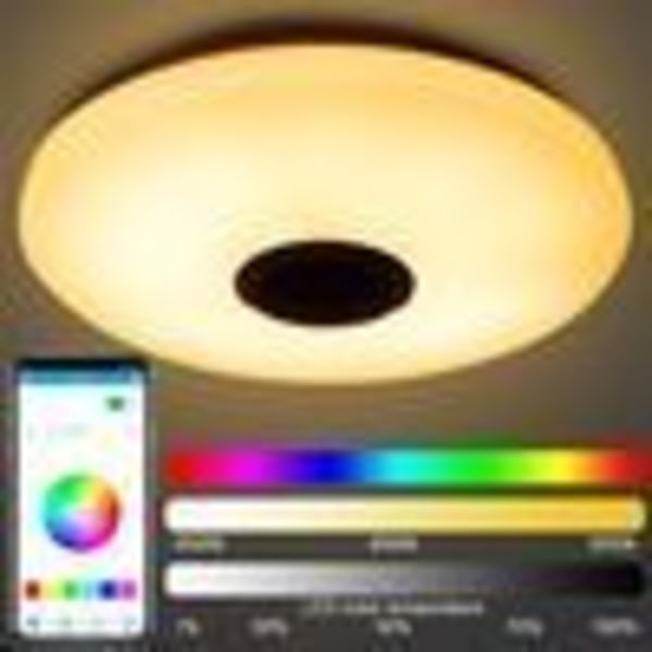28W LED-musikktaklampe RGBW dimbar Bluetooth-høyttaler APP-kontroll