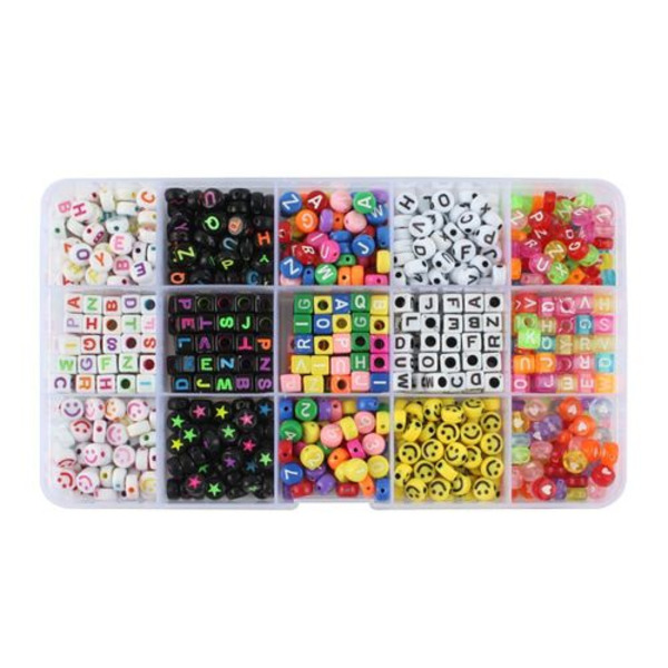 Lnvision 960 stykker 6 farver A til Z akryl terningperler, terning alfabet bogstav
