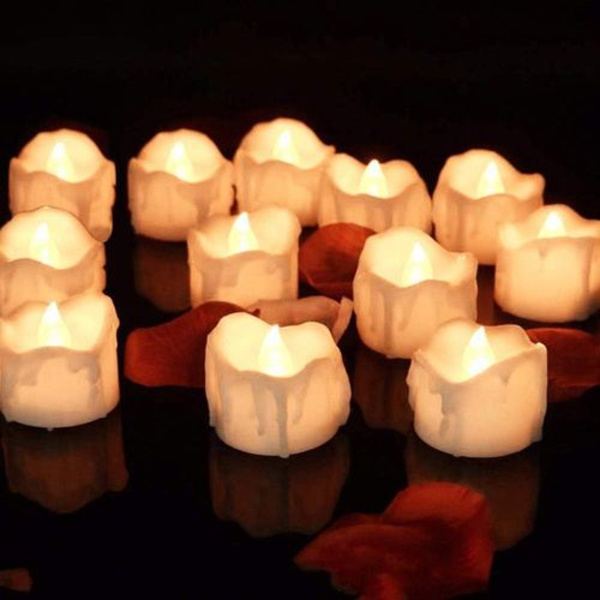 LED-lys med flimrende flamme, 12-pakning med batteridrevne LED-lys til hjemmet