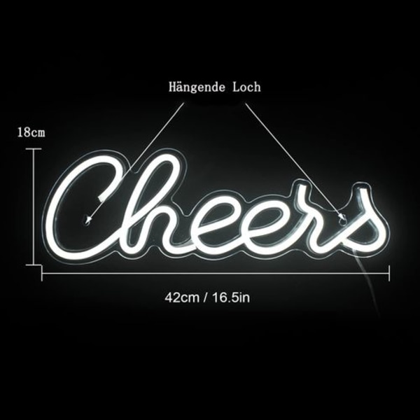 Cheers Neon Skilt til Vægdekoration Hvid LED Skilt Øl Neon Bar Skilt