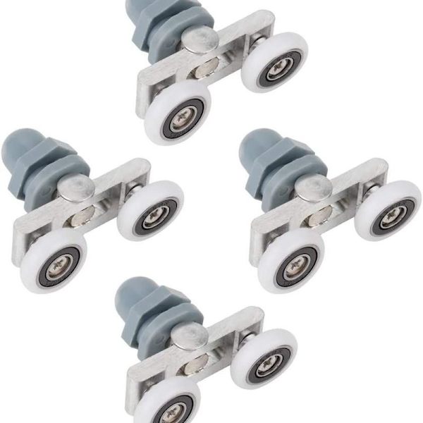 4 Pak Dørruller til Brusebad - Holdbare Dobbelte Skydedørs Glas Hjul (23mm)