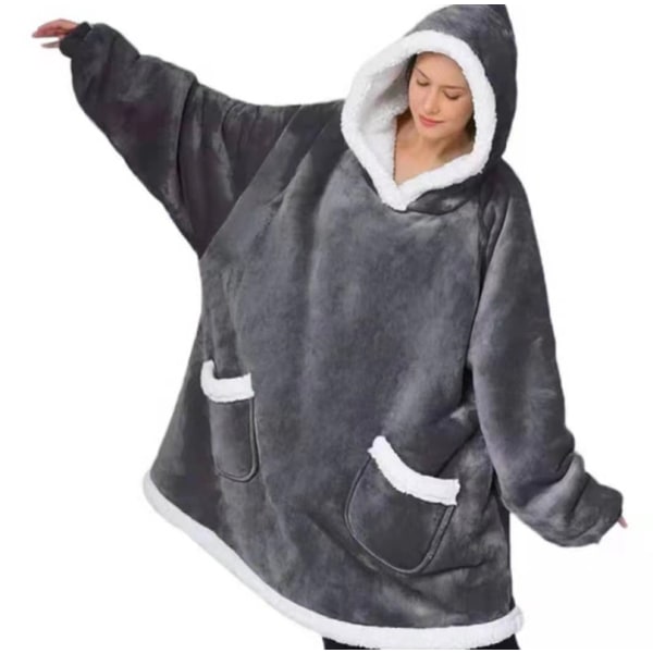 Ny stil lat genser pyjamas termoklær for kvinner sherpa TV teppe klem stil hettegenser produsent kaldt vær klær black