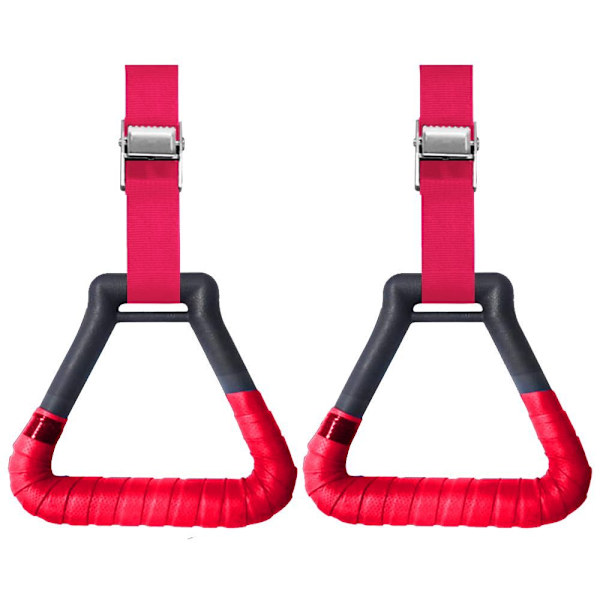 2 st Gym Rings Gymnastikringar, triangulär pull-up ring med justerbar röd
