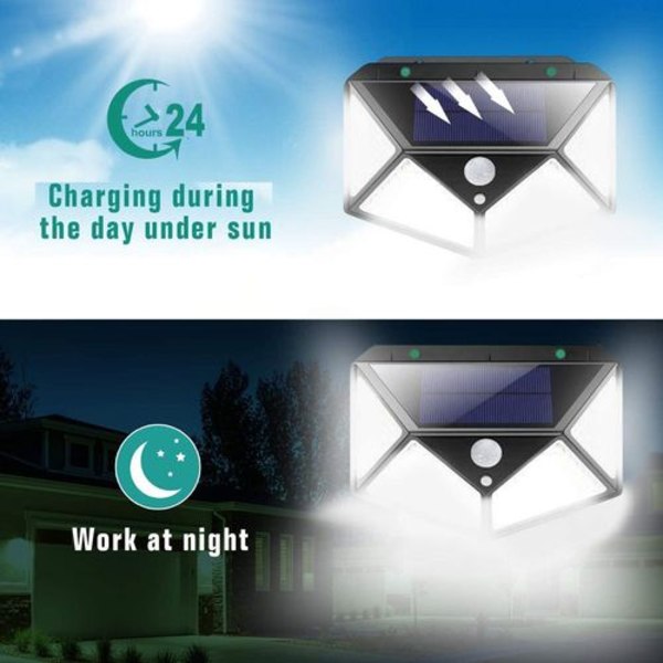 2-pack solcellslampor för utomhusbruk, 100 LED superljus solcellslampa för