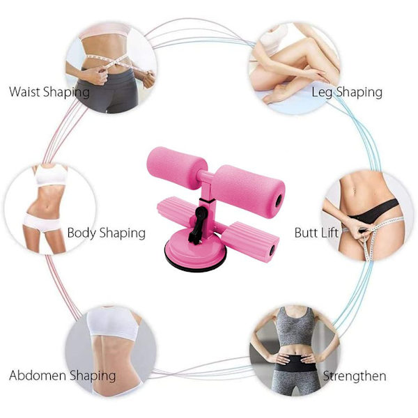 Selvsugende situp-stang, sit-ups hjelpemiddel, sit up trener sugekopp, rosa