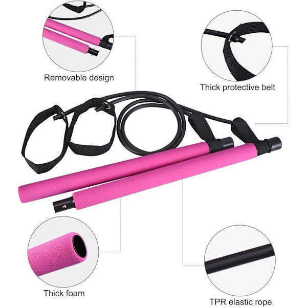 Motståndsband Bärbar Pilates Bar Kit Justerbar Toning Gym Träningsbar