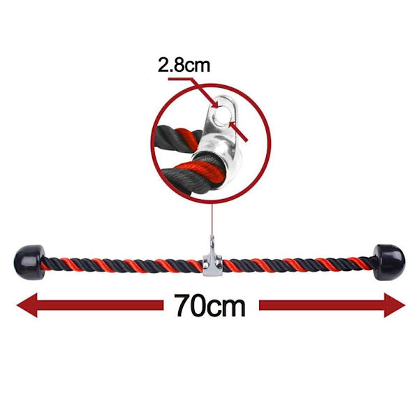 Nylon triceps reb, rød-sort, 70 cm