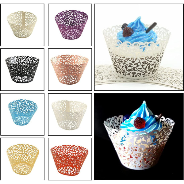 Cupcake Wrapper Muffin Papirholder Kopper, Mini Kageforme til Fødselsdage, Bryllupper, Særlige Begivenheder - Sort, Pakke med 100
