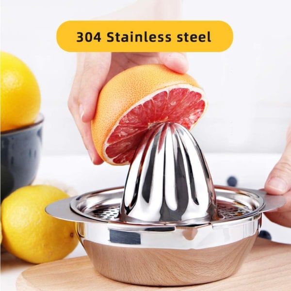 Manuel Citruspresser i rustfrit stål - Appelsinpresser - Citronpresser - Appelsinjuicer - Tåler opvaskemaskine - Til appelsiner, citroner og limefrugter