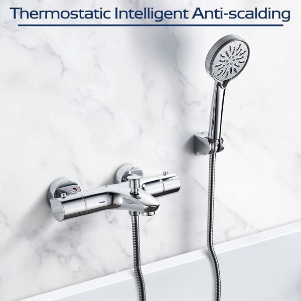 Termostatisk badebatteri, messing termostatisk badekar dusjbatteri, med