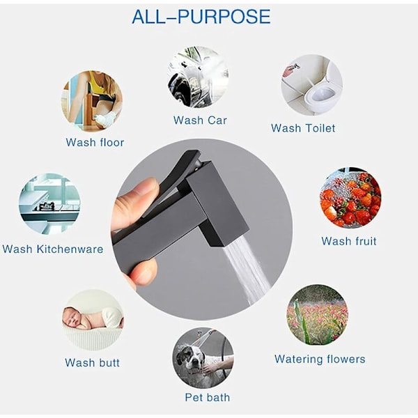 Toalett spraysett, svart messing håndholdt bidet spray bidet spray vegg toalett spray