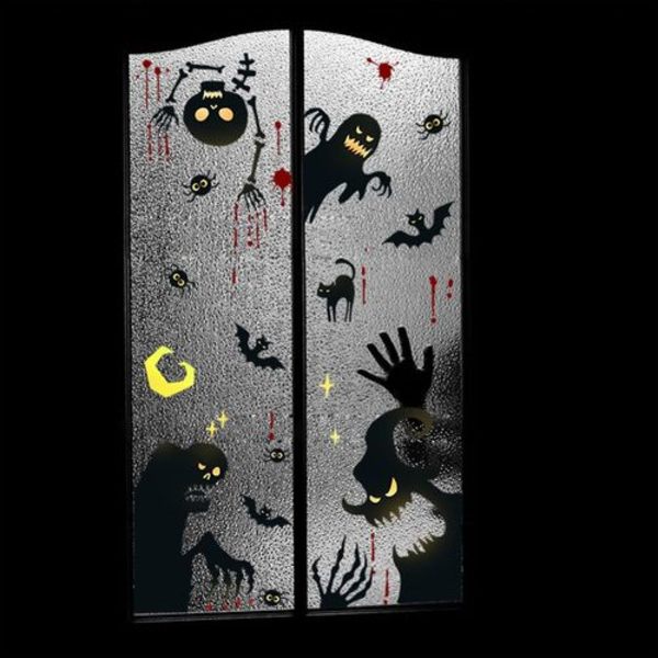 2 sett Halloween-spøkelser, flaggermus, skjeletter, blodflekker, edderkopper, stue