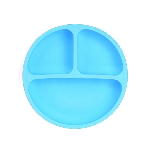 Barneservise Baby Silikon Sugekoppskål Baby Smile Face Tallerken Servise Smile Face Baby servisesett Barneplate (blå)