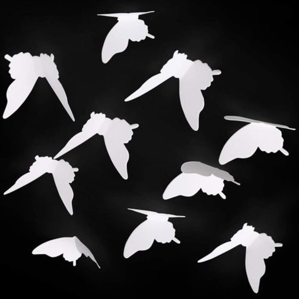 100 stk 3D Papir Vegg Klistremerker Hvite Sommerfugler Flyttbare Kunst Håndverk
