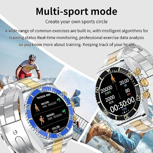 Smartklocka för Android-telefoner kompatibel med iPhone Fitness Tracker Pulsmätare blaues Gold