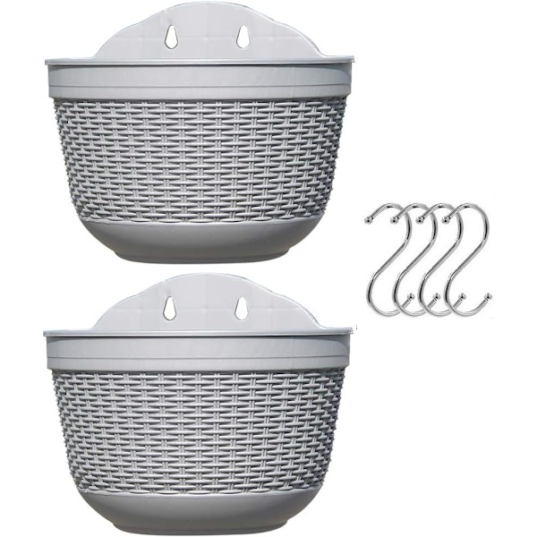 1 st set med 2 st hängande planteringskrukor utomhus hängande korg