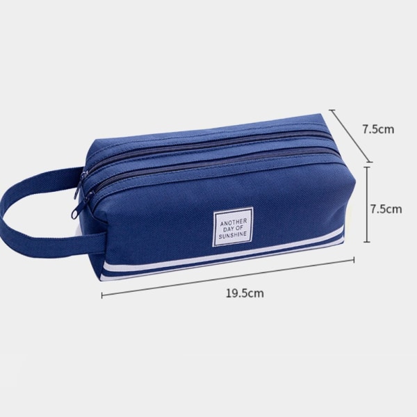 Pencil Case Large Capacity Zipper Bag Durable Blue