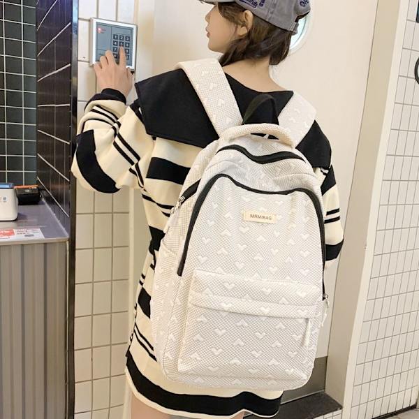Student skolväska all-match ryggsäck stor kapacitet college ryggsäck liten fräsch design enkel gymnasium vattentät skolväska flicka-rosa