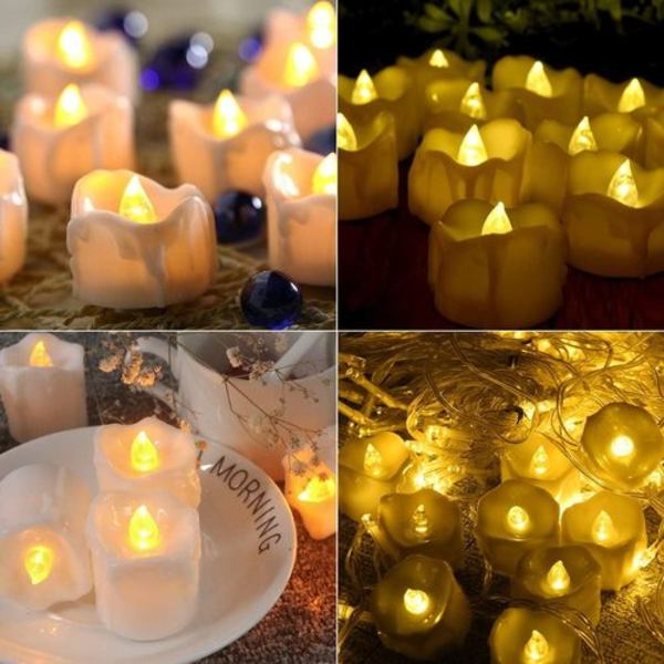 LED-lys, sett med 24, flammefri LED-lys/teljus, LED-teljus,
