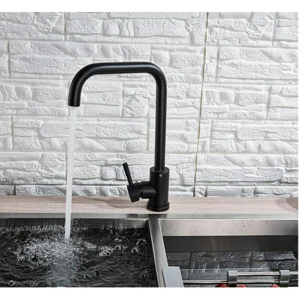 New Black Faucet 304 Stainless Steel Kitchen Sink Rotating Sink 7 Character Faucet Mixer Tap