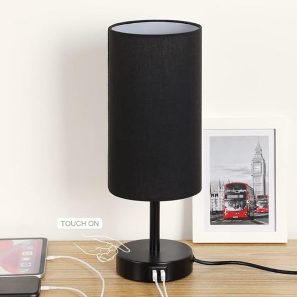 Senglampe med USB-port - bordlampe med touch-kontrol til