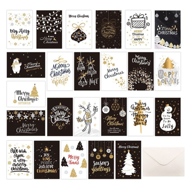 Julekort med konvolutter, elegant julekortsett