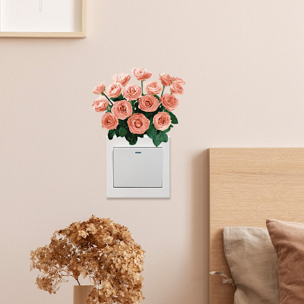2 stk romantiske blomster soverom bryter klistremerker selvklebende